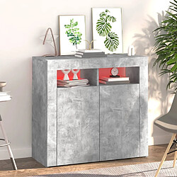 Avis Maison Chic Buffet commode,console avec lumières LED pour rangement gris béton 80x35x75 cm -MN10807