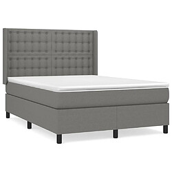 vidaXL Sommier à lattes de lit avec matelas Gris foncé 140x200cm Tissu