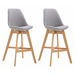 Decoshop26 Lot de 2 tabouret de bar chaise haute design moderne en tissu gris clair 10_0001301