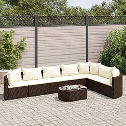 vidaXL Salon de jardin 8 pcs avec coussins marron résine tressée 