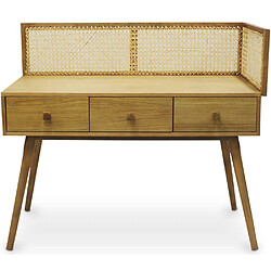 ICONIK INTERIOR Bureau style Cannage Design en bois naturel - Oka Bois naturel