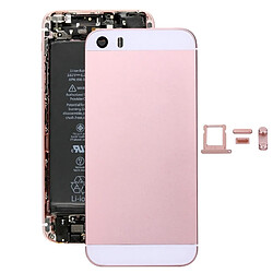 Wewoo Pour iPhone SE Couverture arrière or rose + Porte-cartes + Touche de contrôle du volume + Bouton d'alimentation + de vibreur interrupteur muet Couvercle de boîtier complet pièce détachée 5 en 1 