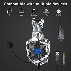 Avis Chrono PS4 Casque de Jeu Xbox One avec lumière LED RVB et Micro antibruit pour Nintendo Switch Xbox One S PC Smartphones ou Ordinateur Portable (K8 Camouflage)