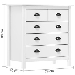 vidaXL Buffet Hill Blanc 79x40x80 cm Bois de pin solide pas cher