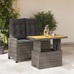 Maison Chic Ensemble à manger d'extérieur 2 pcs avec coussins,Salon de jardin,Mobilier de jardin gris rotin -GKD534363