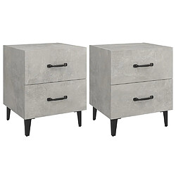 vidaXL Tables de chevet 2 pcs Gris béton 40x35x47,5 cm