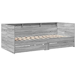 Maison Chic Lit d'appoint | Lit de jour | Lit de repos et tiroirs sonoma gris 75x190 cm bois d'ingénierie -GKD43394