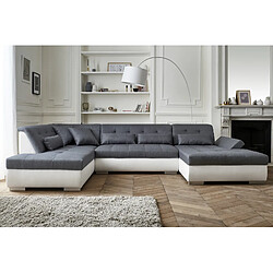 Lisa Design Vermont - canapé panoramique d'angle gauche - 7 places - XXL Vermont - canapé panoramique d'angle gauche - 7 places - XXL - Blanc / Gris