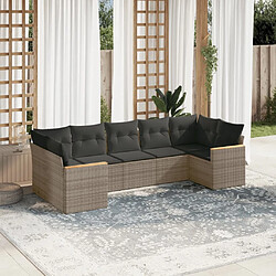 Maison Chic Salon de jardin avec coussins 7 pcs, Ensemble Tables et chaises de jardin, gris résine tressée -GKD226646