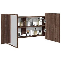 vidaXL Armoire à miroir à LED de bain chêne marron 90x12x45 cm