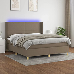 Maison Chic Lit adulte- Lit + matelas + LED,Sommier à lattes de lit matelas et LED Taupe 180x200 cm Tissu -GKD14025