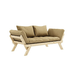 Inside 75 Banquette méridienne futon BEBOP pin naturel coloris beige blé couchage 75*200 cm. 