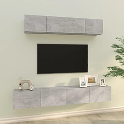 Maison Chic Ensemble de meubles TV 4 pcs | Banc TV Moderne pour salon | Meuble de Rangement - Gris béton Bois d'ingénierie -MN89853