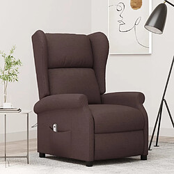 vidaXL Fauteuil inclinable électrique à oreilles marron foncé tissu