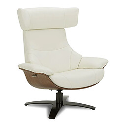 MY NEW DESIGN NAOS- FAUTEUIL EN CUIR BLANC ET CHENE NATUREL