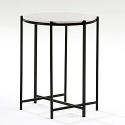 Table d'appoint Thai Natura Blanc Noir Marbre Fer 43 x 53 x 43 cm