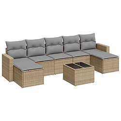 Maison Chic Salon de jardin avec coussins 8 pcs | Ensemble de Table et chaises | Mobilier d'Extérieur beige résine tressée -GKD79674