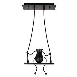 Stoex Suspension Luminaire Petit Homme en Fer Lampe Créative Design de Gens Moderne Pendentif Enfants Chambre Salon E27 Suspension Luminaire Petit Homme en Fer Lampe Créative Design de Gens Moderne Pendentif Enfants Chambre Salon E27 Noir