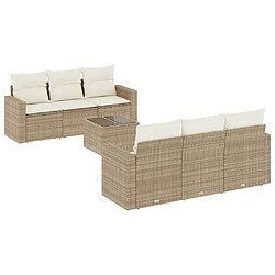 vidaXL Salon de jardin avec coussins 7 pcs beige résine tressée