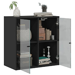 Acheter vidaXL Armoire murale avec portes en verre noir 68x37x68,5 cm