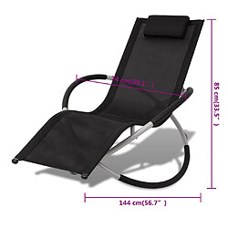 vidaXL Chaise longue géométrique d'extérieur Acier Noir et gris pas cher