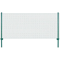 vidaXL Clôture en grillage métallique avec poteaux Acier 25x0,5 m Vert