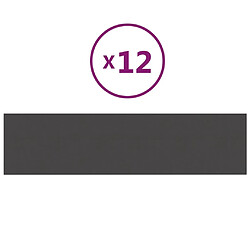 vidaXL Panneaux muraux 12 pcs Gris foncé 60x15 cm Tissu 1,08 m²