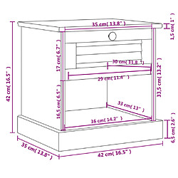 vidaXL Table de chevet VIGO blanc 42x35x42 cm bois de pin massif pas cher