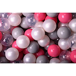 MeowBaby Jeu de Balles en Plastique, 300 Balles: Blanc Perle/Gris/Rose Clair/Transparent 