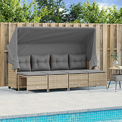 vidaXL Salon de jardin avec coussins 5 pcs beige résine tressée