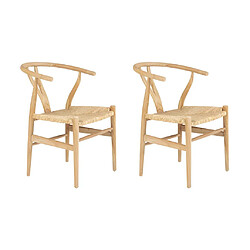 Vente-Unique Lot de 2 chaises en teck et paille - Naturel - POGIANA 