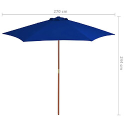 vidaXL Parasol de jardin avec mât en bois bleu 270 cm pas cher