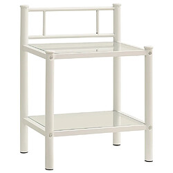 vidaXL Table de chevet Blanc/transparent 45x34,5x60,5cm Métal et verre