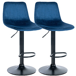 Non Lot de 2 tabourets de bar Divo velours noir