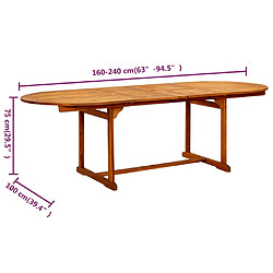 vidaXL Table à dîner de jardin (160-240)x100x75cm Bois d'acacia massif pas cher