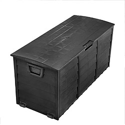 Bcelec Bc-elec - PLAS-BOX Boîte de rangement de jardin Noir imitation bois 112x49x54cm, Caisse de rangement, coffre de jardin