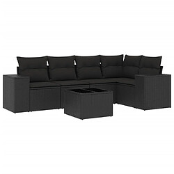 vidaXL Salon de jardin 6 pcs avec coussins noir résine tressée