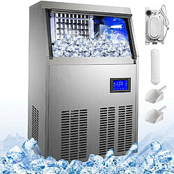 Machine à Glaçons Professionnelle 50KG par 24H 4X9 Cubes Machine à Glaçons Automatique Commercial Ice Maker Réglage de l'Épaisseur