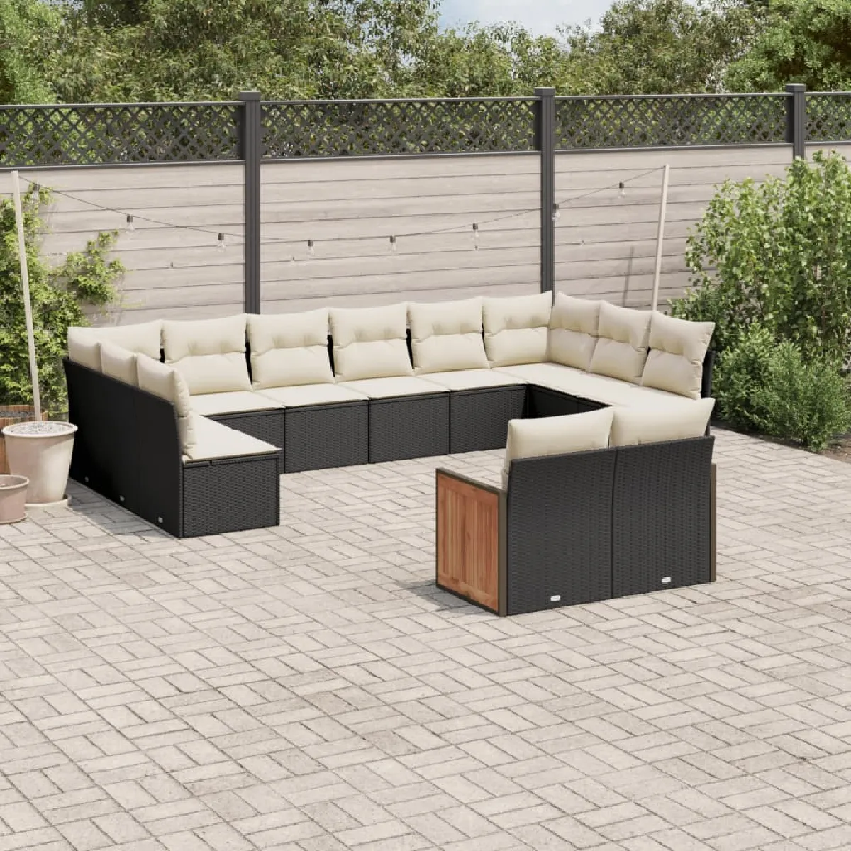 Maison Chic Salon de jardin 12 pcs avec coussins, Ensemble Tables et chaises d'extérieur noir résine tressée -GKD504224