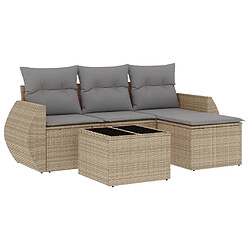 vidaXL Salon de jardin avec coussins 5 pcs beige résine tressée