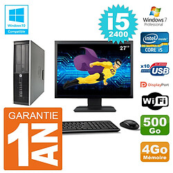 PC HP 6200 SFF Ecran 27" Intel i5-2400 RAM 4Go Disque 500Go Graveur DVD Wifi W7 · Occasion 