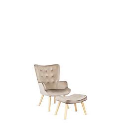 Vivaldi Fauteuil Avec Repose-Pieds LOZANO Beige Velours 