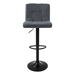 Tabouret de bar set de 2 pièces Anthracite revêtement similicuir avec dossier et repose-pieds réglable en hauteur 63-83cm ML-Design