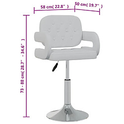 vidaXL Chaises pivotantes à manger lot de 2 blanc similicuir pas cher