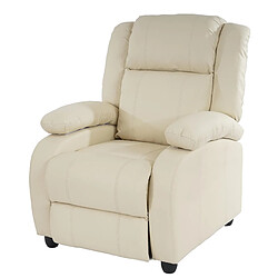 Mendler Fauteuil de télévision, fauteuil relax Lincoln, relaxation, similicuir ~ crème 