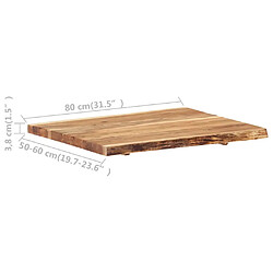 Avis vidaXL Dessus de table Bois d'acacia massif 80x(50-60)x3,8 cm