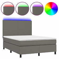 Maison Chic Lit adulte- Lit + matelas,Sommier à lattes de lit avec matelas et LED Gris 140x200 cm -GKD44093