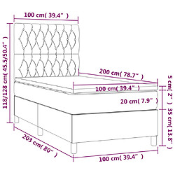 vidaXL Sommier à lattes de lit matelas et LED Gris foncé 100x200 cm pas cher