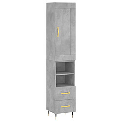 vidaXL Buffet haut Gris béton 34,5x34x180 cm Bois d'ingénierie