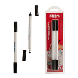 Stylos feutres alimentaires double pointe Noir x2 - Dekora